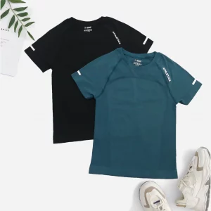 Damen Nahtloses Yoga-Shirt – 2-Teilig, Fitness, Kurzarm