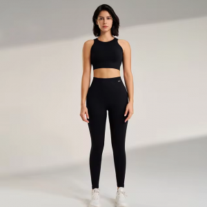 Hoch tailliertes Yoga-Set für Damen – Nahtlose Leggings und Top